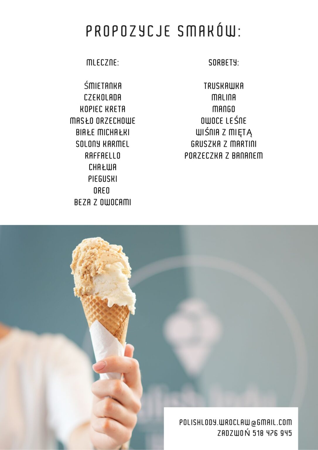 Propozycje smaków lodów - Polish Lody